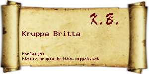 Kruppa Britta névjegykártya